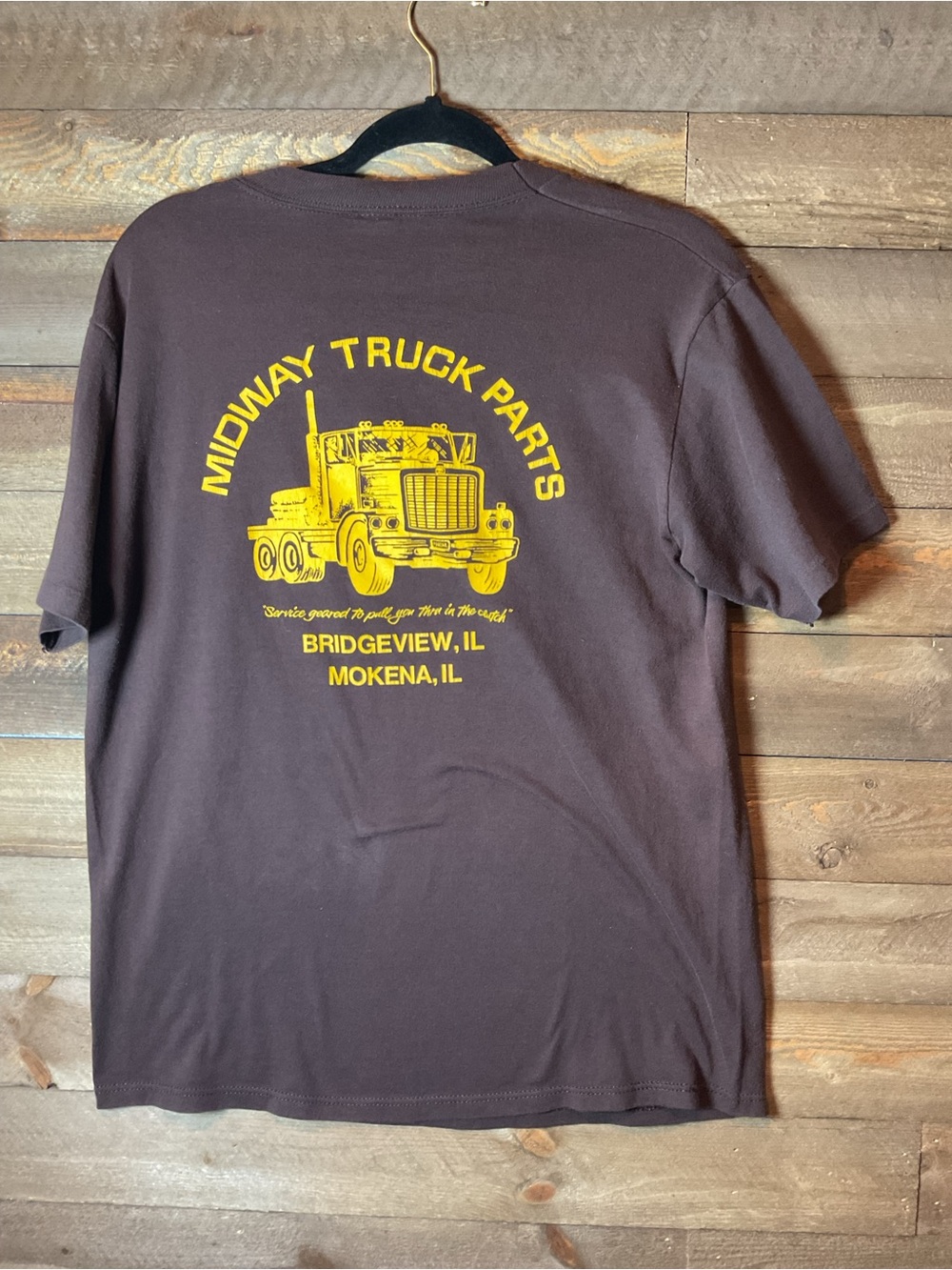 Vintage Men’s Brown Midway Truck Parts Bridgeview, IL Brown Shirt Men’s Large
